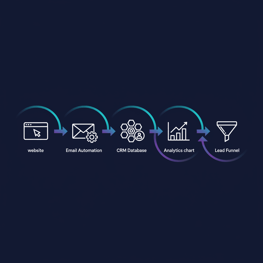 Automatisation marketing PME 2026 - 5 workflows pour générer des leads : site web, email automation, CRM, analytics, tunnel de vente