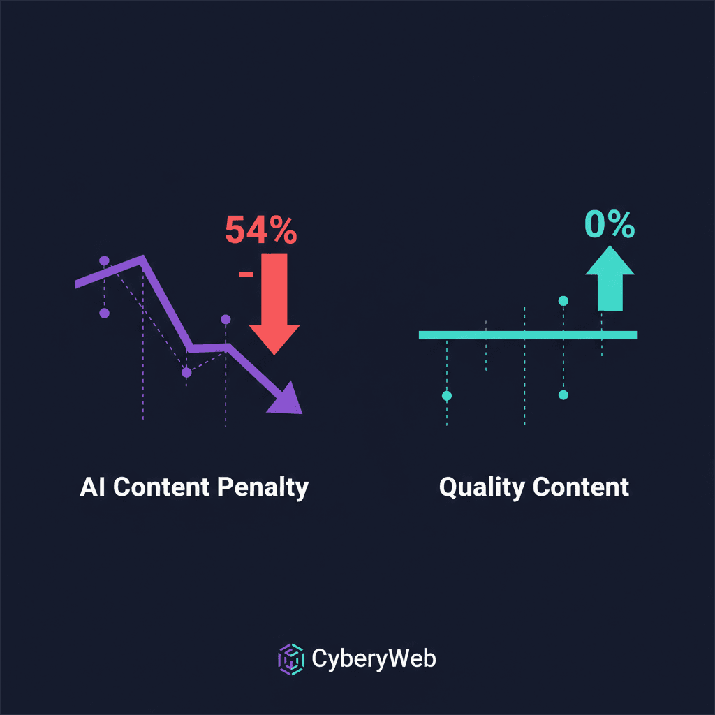 Infographie Core Update mai 2026 : impact contenu IA scalé vs contenu IA + expertise