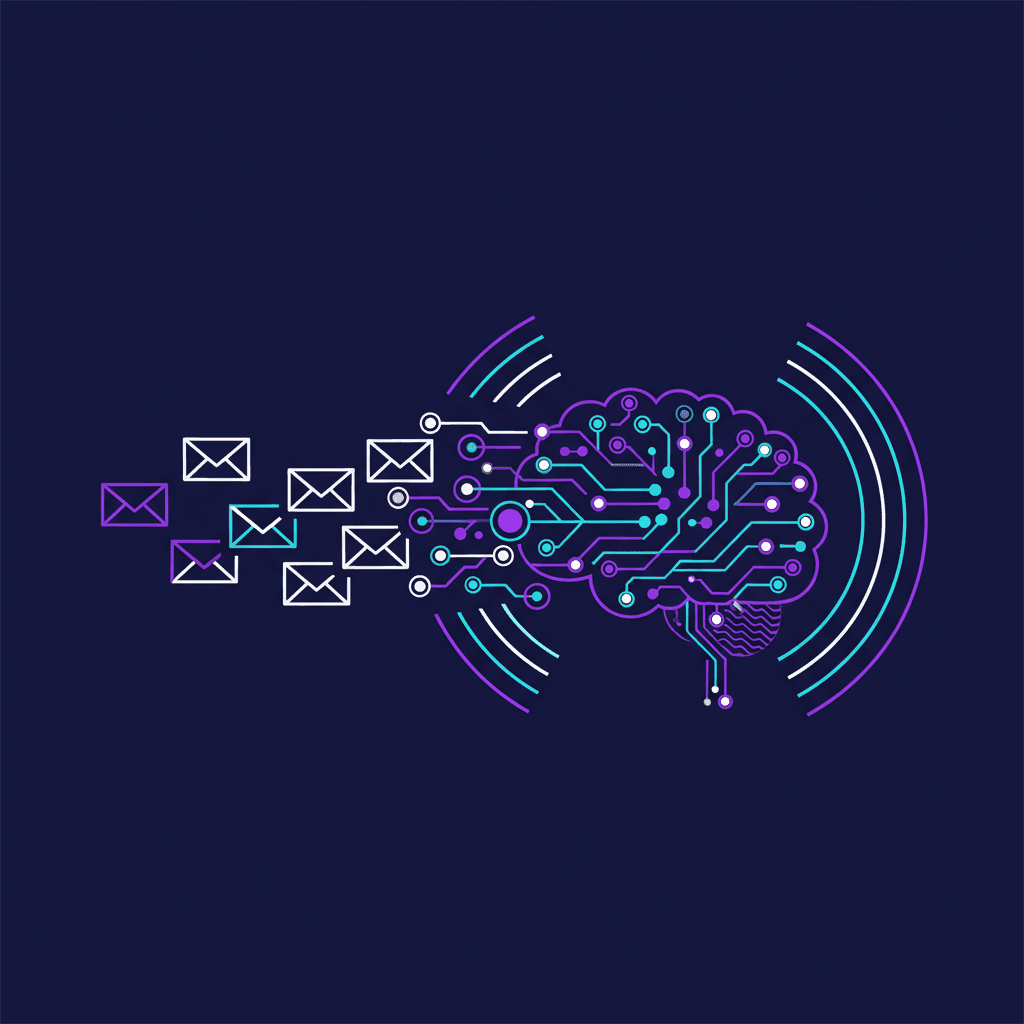 Newsletter email et visibilité IA Gemini ChatGPT — illustration abstract